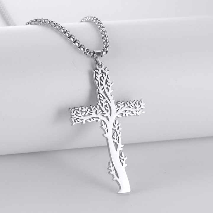 Tree of Life Cross Pendant Necklace